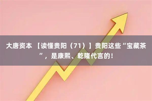 大唐资本 【读懂贵阳（71）】贵阳这些“宝藏茶”，是康熙、乾隆代言的！